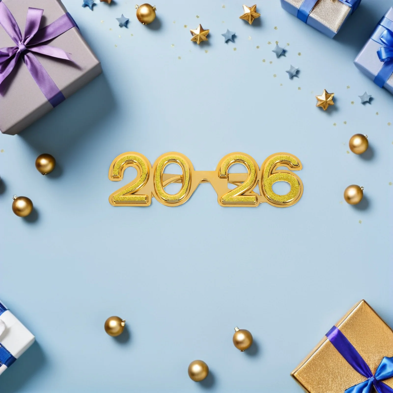 

Glasses Photo Booth Props Glitter Holiday Party Decorative Eyeglasses Happy New Year Plastic Year’s Eve