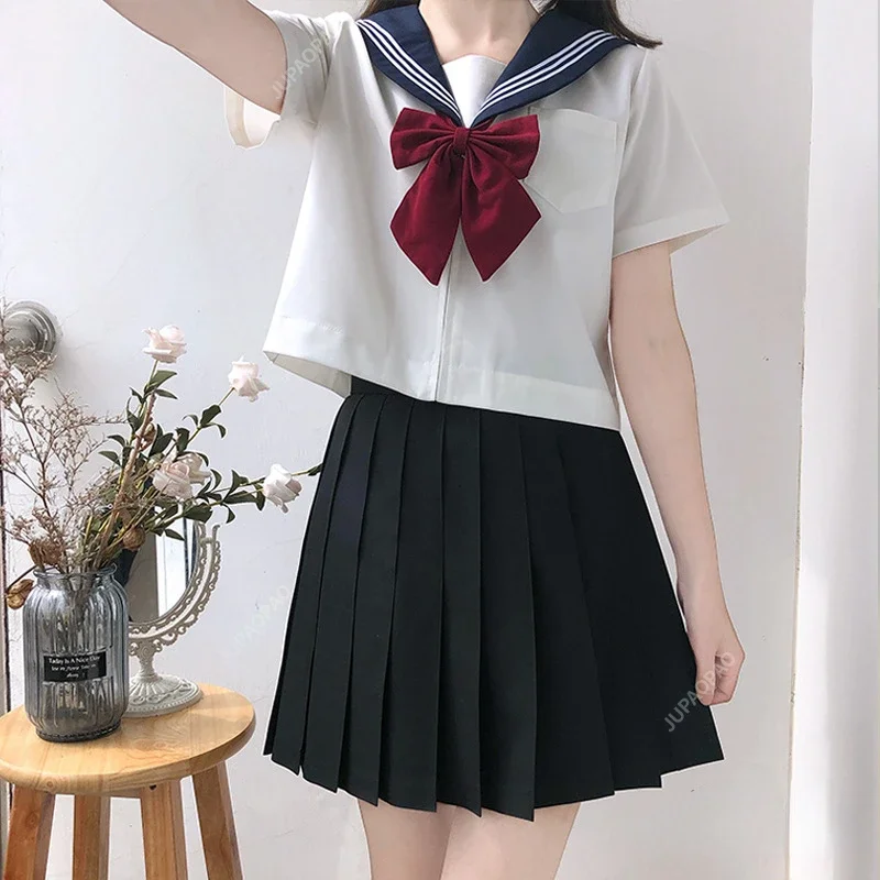 Black Cute Style High School Girl Uniform Ins Navy Sailor Uniform Student Uniform Girl Anime Cosplay Sailor JK Navy Suit Youth