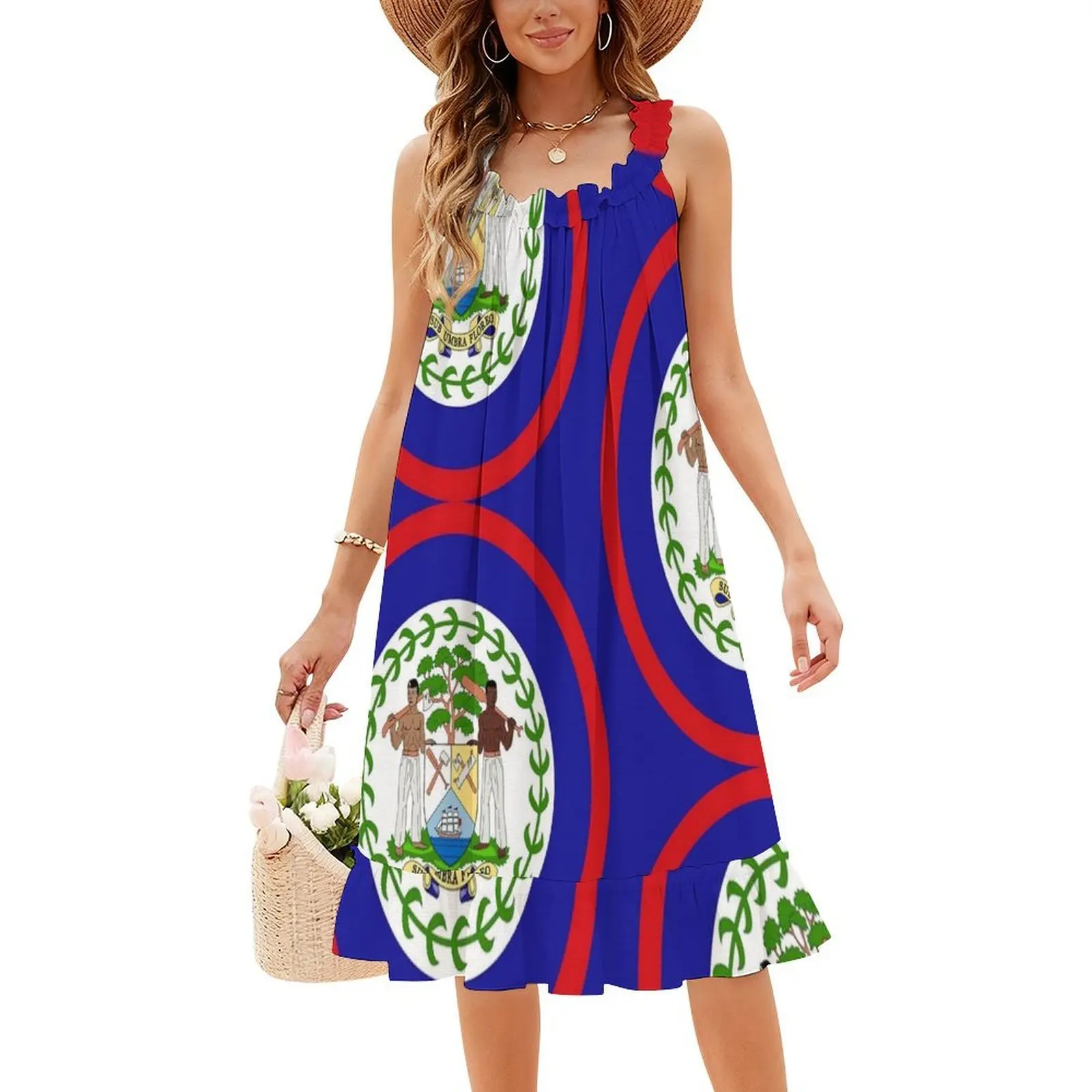 Флаг Белиза Подарки Наклейки и продукты (Gf) Платье с вырезом в форме сердца Элегантное летнее праздничное платье для женщин Флаг Белиз Флаг