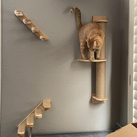 Indoor Cat Wall Mounted Furniture with Shelves Scratching Post Jumping Platform & Hammock Rope Ladder for Climbing & Relaxing
