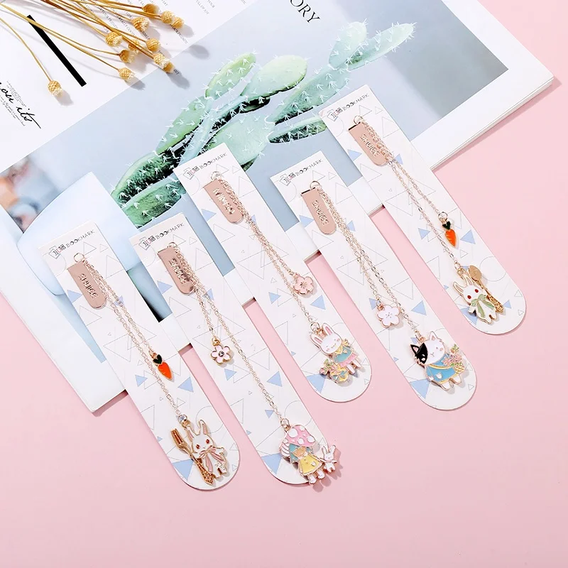 30 pcs/lot Cartoon Rabbit Pendant Bookmark Cute Book Marks Paper Clip School Office Supplies wholesale