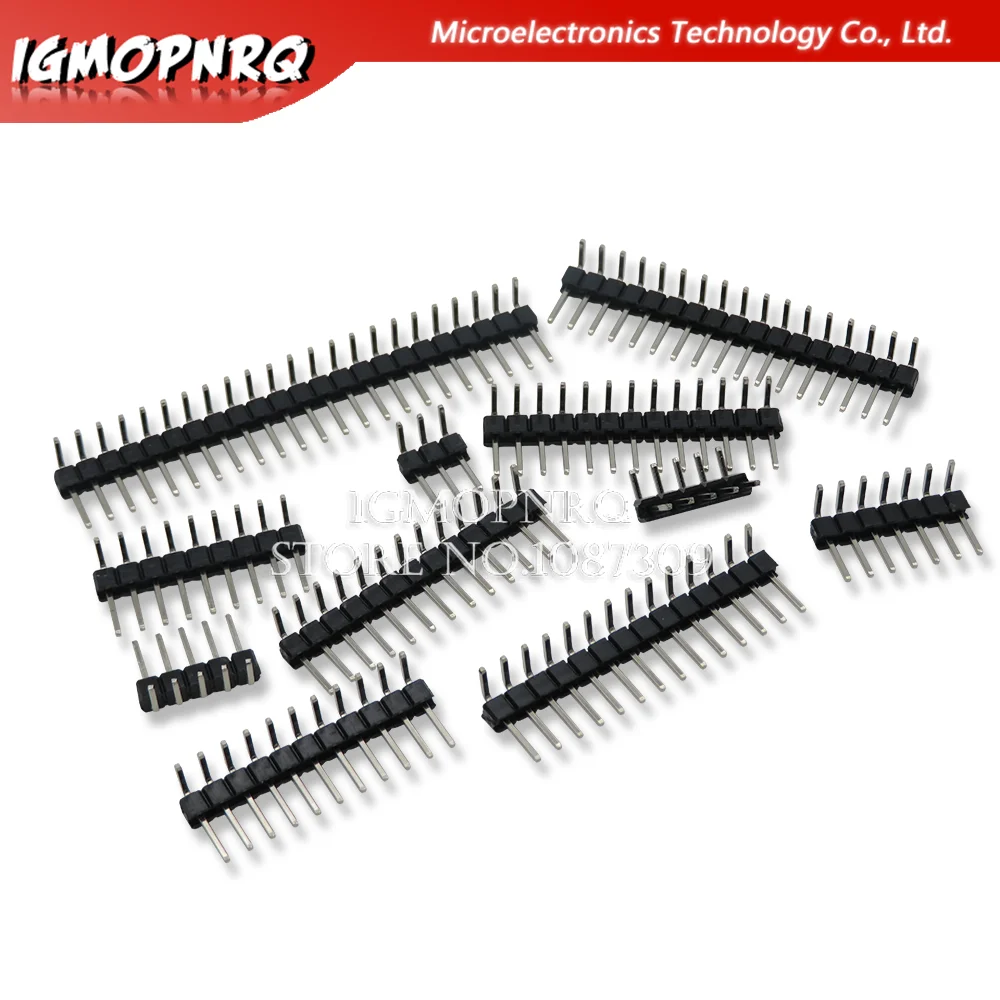 10PCS 1X/2/3/4/5/6/8/10/40 PIN Single Row Right Angle MALE PIN HEADER 2.54MM PITCH Strip Connector Socket 3p/4p/6p/8p/20p/40p