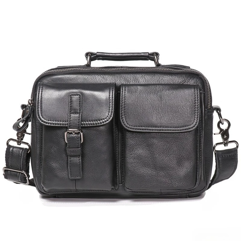 Men's Genuine Leather Briefcase Large Capacity Convertible Shoulder Crossbody Top Handle Business Bag