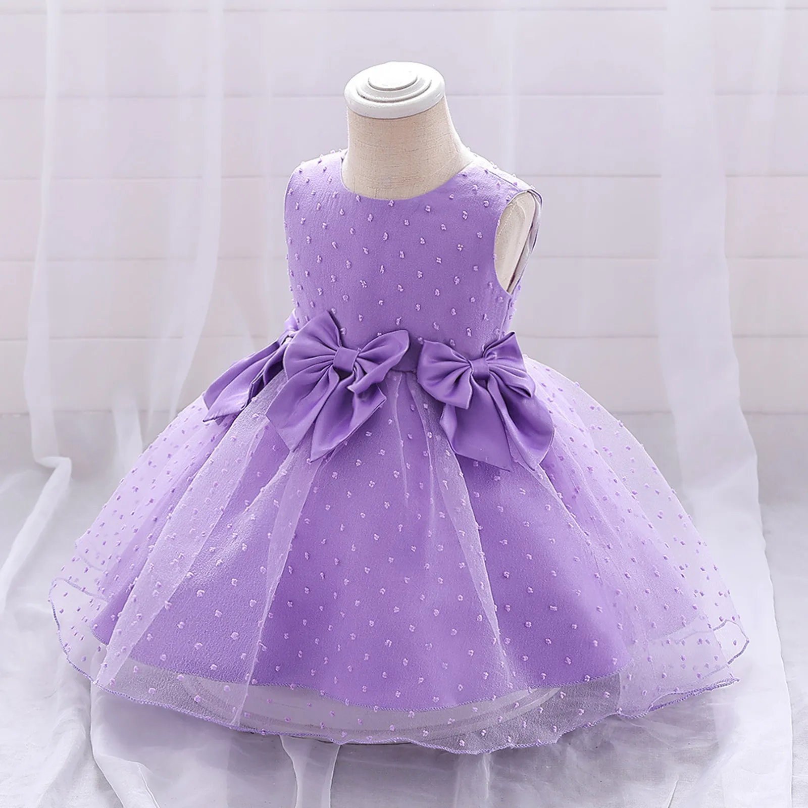 Toddler Bowknot Baby Girls Dress Elegant Pink Lace Kids 1st Birthday Party Dresses for Girl Flower Wedding Christmas Prom Gowns