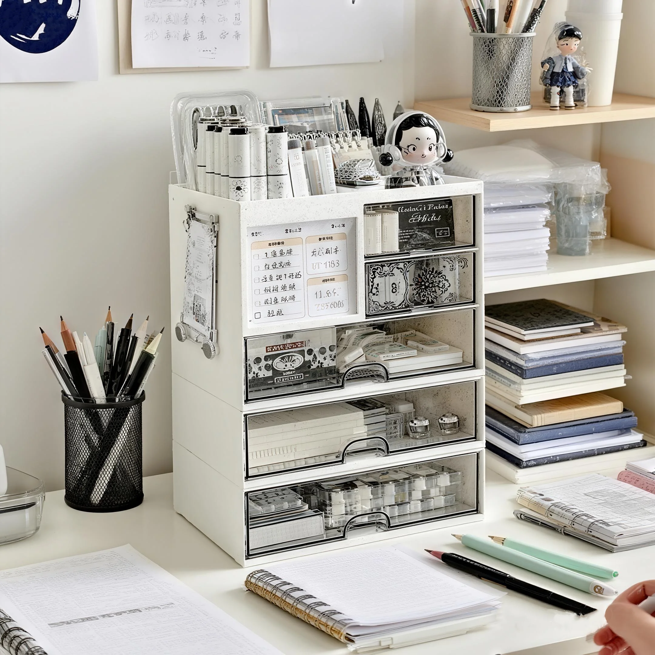 

Desktop Storage Box Drawer Type Student Pen Holder Office Station Shelf Acrylic Desk Stationery Organizing Box
