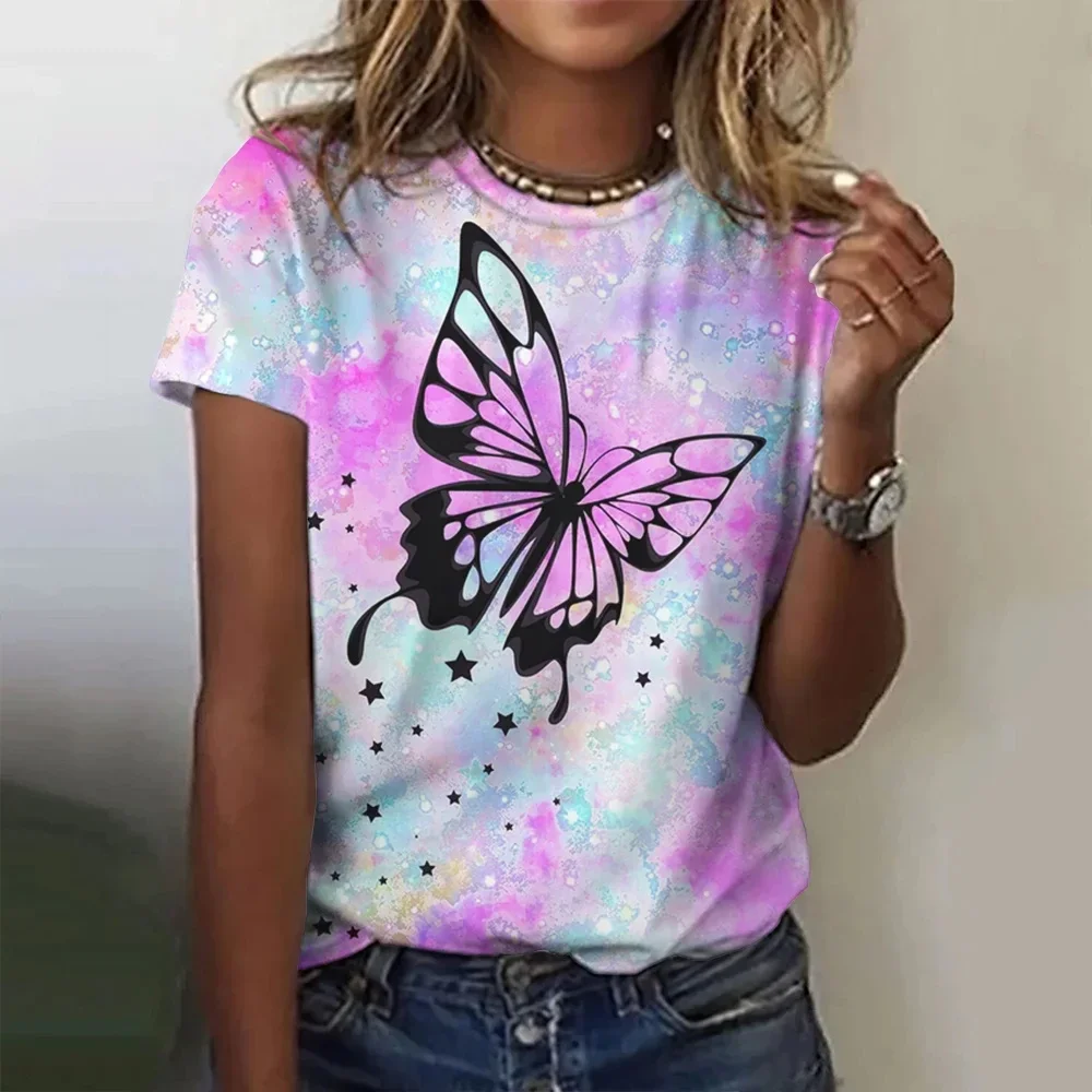 

Kids Girls Clothes 3D Butterfly Printed Children's Clothing Short Sleeve Children Top Summer Child T-Shirt O-Neck Girls T Shirts