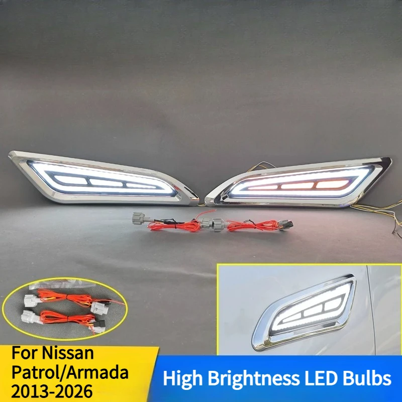

For Nissan Patrol/Armada 2013-2026 Side Marker Lights Modified LED Sequential Turn Signal Fender Daytime Running Lights