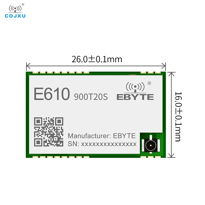 Módulo de transmissão contínua de alta velocidade, sem fio, baixa latência, longa distância, IPEX, UART, COJXU, E610-900T20S, SMD, 900MHz, 20dbm