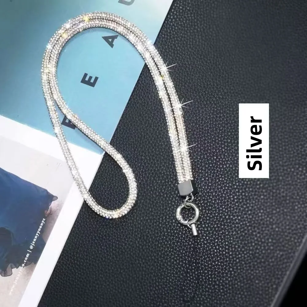 Stilvolles, universelles Handyband mit glitzernden Steinen zum Umhängen am Hals, geeignet für iPhone/Samsung/Huawei/Xiaomi. – Detail 4
