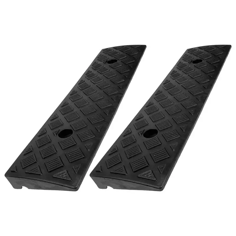 2pcs Rubber Vehicle Curb Ramps Threshold Bridge Tracks Ramps Motorcycle Pad Driveway Sidewalk Loading Ramp