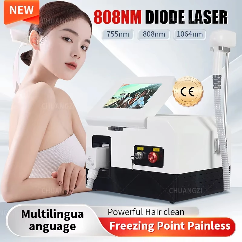Depiladora láser 808NM 3000W Depilación láser de diodo enfriamiento permanente Depiladora indolora Belleza piel suave y blanqueadora