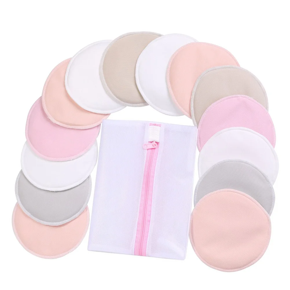 14Pcs 대나무 섬유 간호 패드 삼중층 세척 가능 통기성 안티 갈락토레아 모유 수유 패드 어머니용