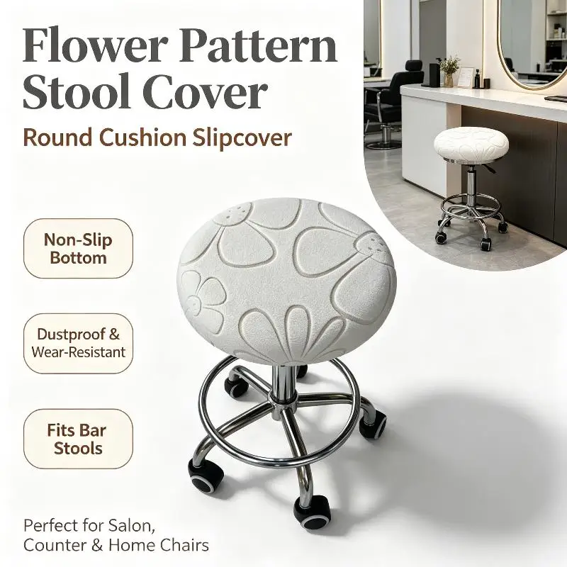 Stretch Round Chair Cover Elastic Thickened Bar Stool Slipcover 1Pcs Washable Anti-scratch for Cafe Office Kitchen Use