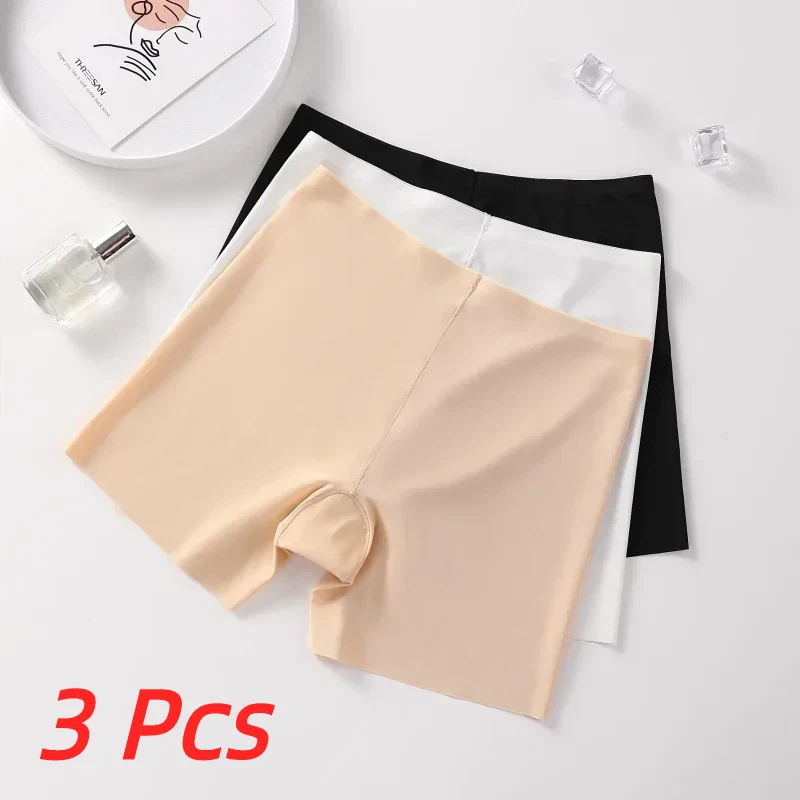 

3PCS Women Underwear Slimming Shorts Seamless High Waist Shaper Panties Underware Safety Short Pants Ice Silk Women's Protective