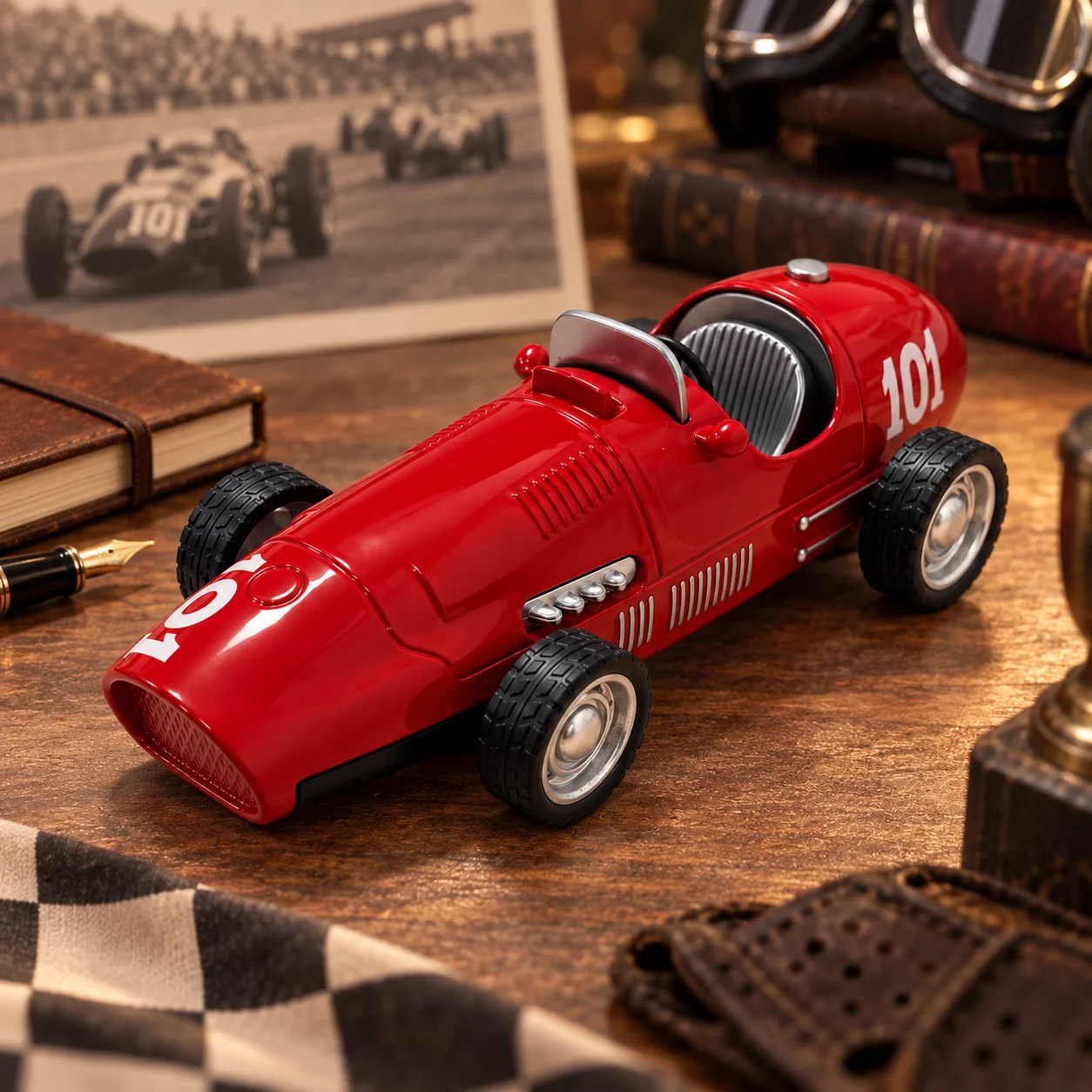 (Corrugated box) 1/43 scale, Vintage Classic Race Racer style toy car, powerful recoil, metal casting, boy's toy, the best gift.