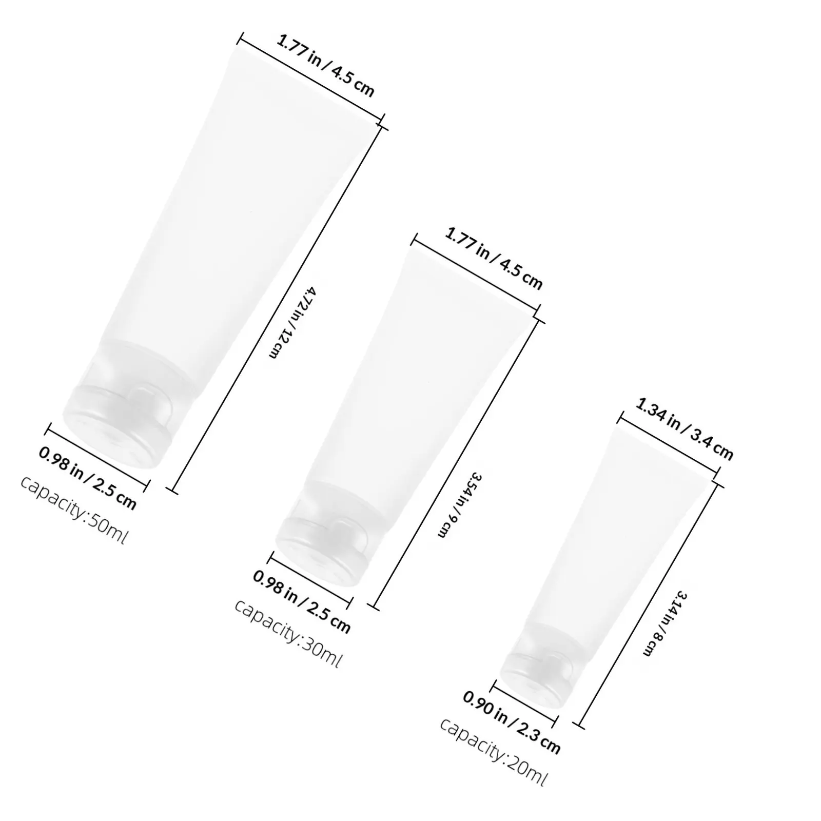 30Pcs Pe Transparent Frosted Squeeze Tubes 20Ml 30Ml 50Ml Refillable Travel Toothpaste Shampoo Lotion Containers with Flip Cap