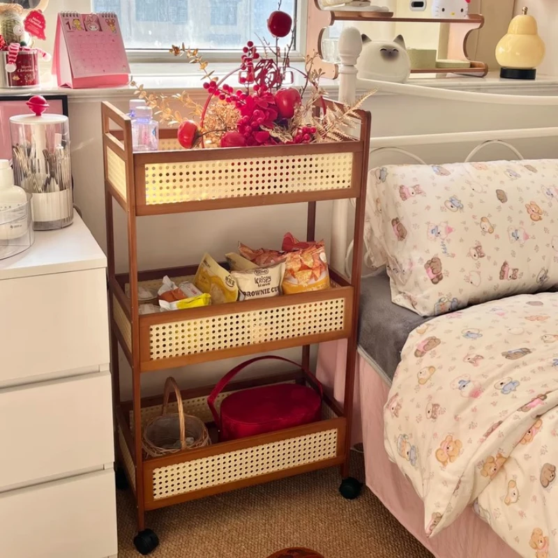 

Vintage Industrial Cart Mobile Storage Organizer for Living Room/Kitchen/Bedroom Snack Shelf Space-Saving Utility Trolley