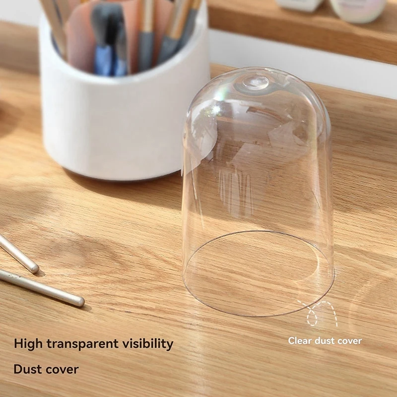 Rotatable Makeup Brush Storage Bucket, Dresser, Dust-Proof With Lid, Pen Holder, Large-Capacity Storage Box 13X24cm