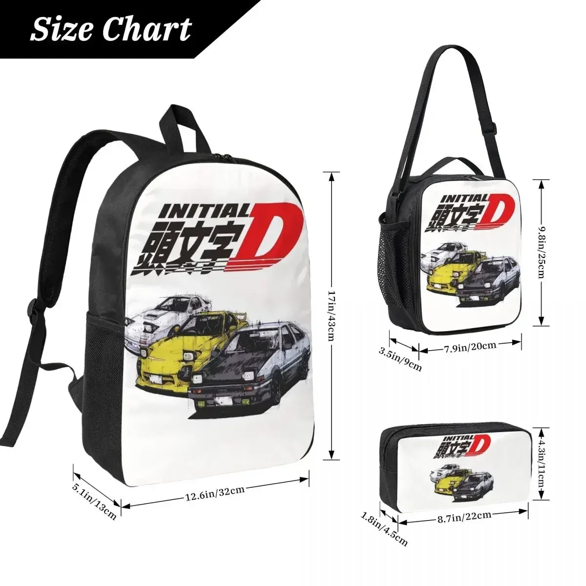 Custom Bag Initial D Neon Ae86 Backpack Student Boys Girls BookBag School Bag Laptop Shoulder Bags 3ps Insulated Lunch Bag Penci