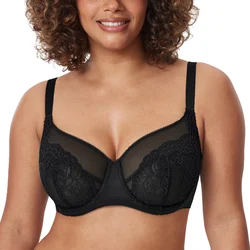 Women's Lace Bra Plus Size Full Coverage Underwire Sexy Unlined Bras