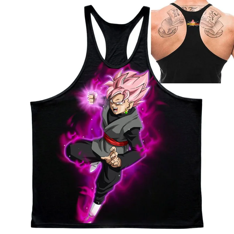 Populaire Anime "Dragon Ball" Black Monkey King Patroon Print 2025, Zomer Nieuwe Hot Selling Heren Sport Gym Katoenen Mouwloos Vest