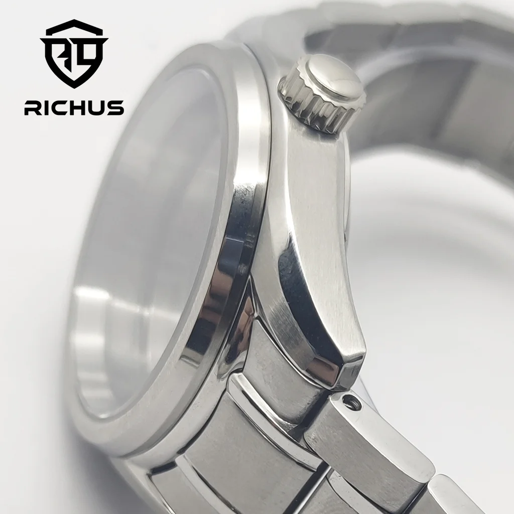 RICHUS NH35 케이스 38mm 시계 케이스 사파이어 글라스 핏 NH34 NH35 NH36 ETA 2824 PT5000 Miyota8215-DG 무브먼트