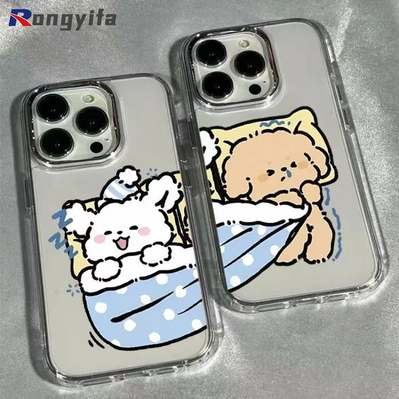 For Vivo IQOO Z9X Z1 11 11s 12 Neo 3 6 7 SE 9s Pro Plus Phone Case Cute Puppy Clear Couple Cartoon Funny Dog Anti-fall Cover