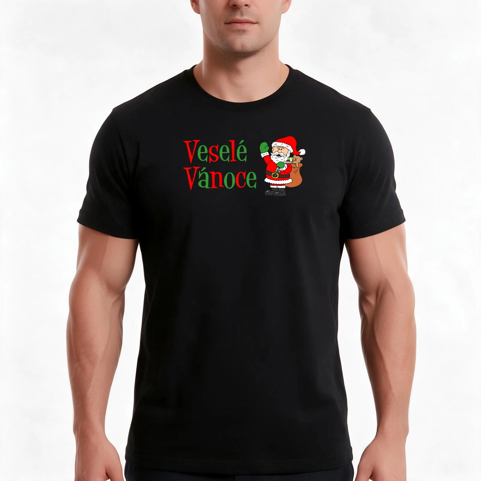 Vesele Vanoce Merry Christmas Czech T-Shirt, Summer Casual Cotton Tee, Oversized Streetwear Tops, Vintage Graphic Print