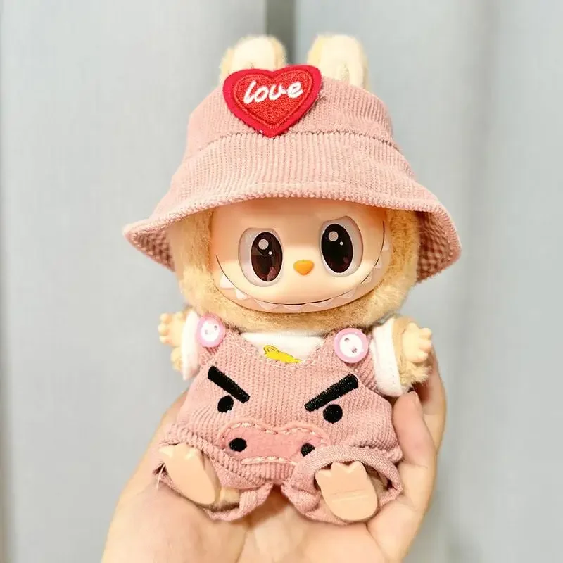 17cm Mini Plush Doll'S Clothes Outfit Accessories For Korea Kpop Exo Labubu I II Idol Dolls Pink Pig Jumpsuit set Clothing Gift