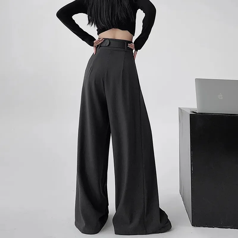 Costume taille haute pour femme, jambes larges, pantalon complet, coréen, élégant, minimalisme, droit, ample, nouvelle collection automne