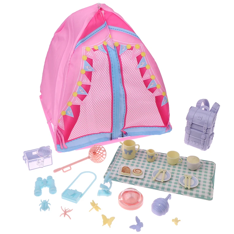 1:12 Poppenhuis Gesimuleerde Tent Camping Kit Poppenhuis Outdoor Picknick Camping Decoratie Micro Scène Foto Props Fantasiespel Speelgoed