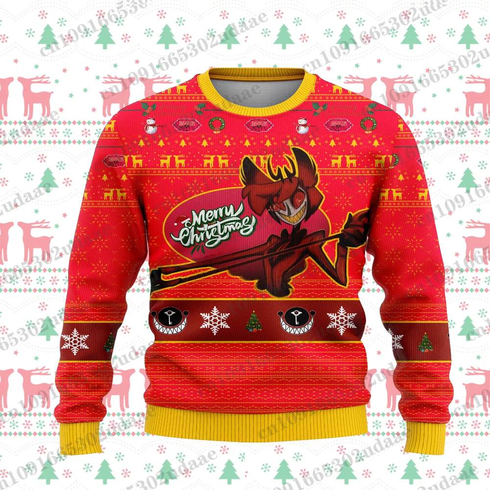 فندق Hazbin أنيمي الشتاء عيد الميلاد ملابس رياضية قبيحة ملابس رياضية للرجال والنساء الاحتفال الشتوي عيد الميلاد ملابس رياضية كاجوال