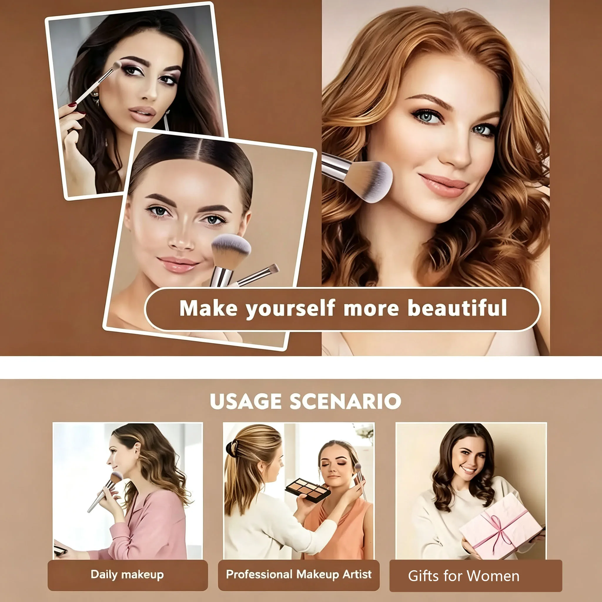 Professional Makeup Brushes Set 10Pcs Soft Fluffy Contour Sculpting Brush Powder Blush Blending Cosmetic Face Beauty Tools