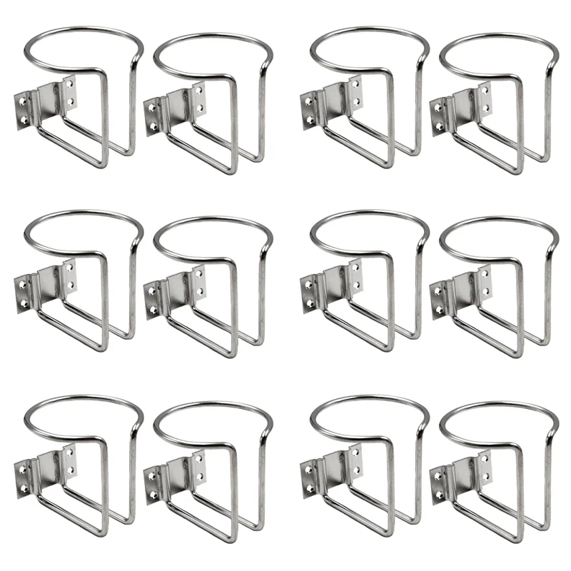 

12Pcs Stainless Steel Car Boat Ring Cup Drink Holder Bottle Stand For Marine Yacht Truck RV Camper