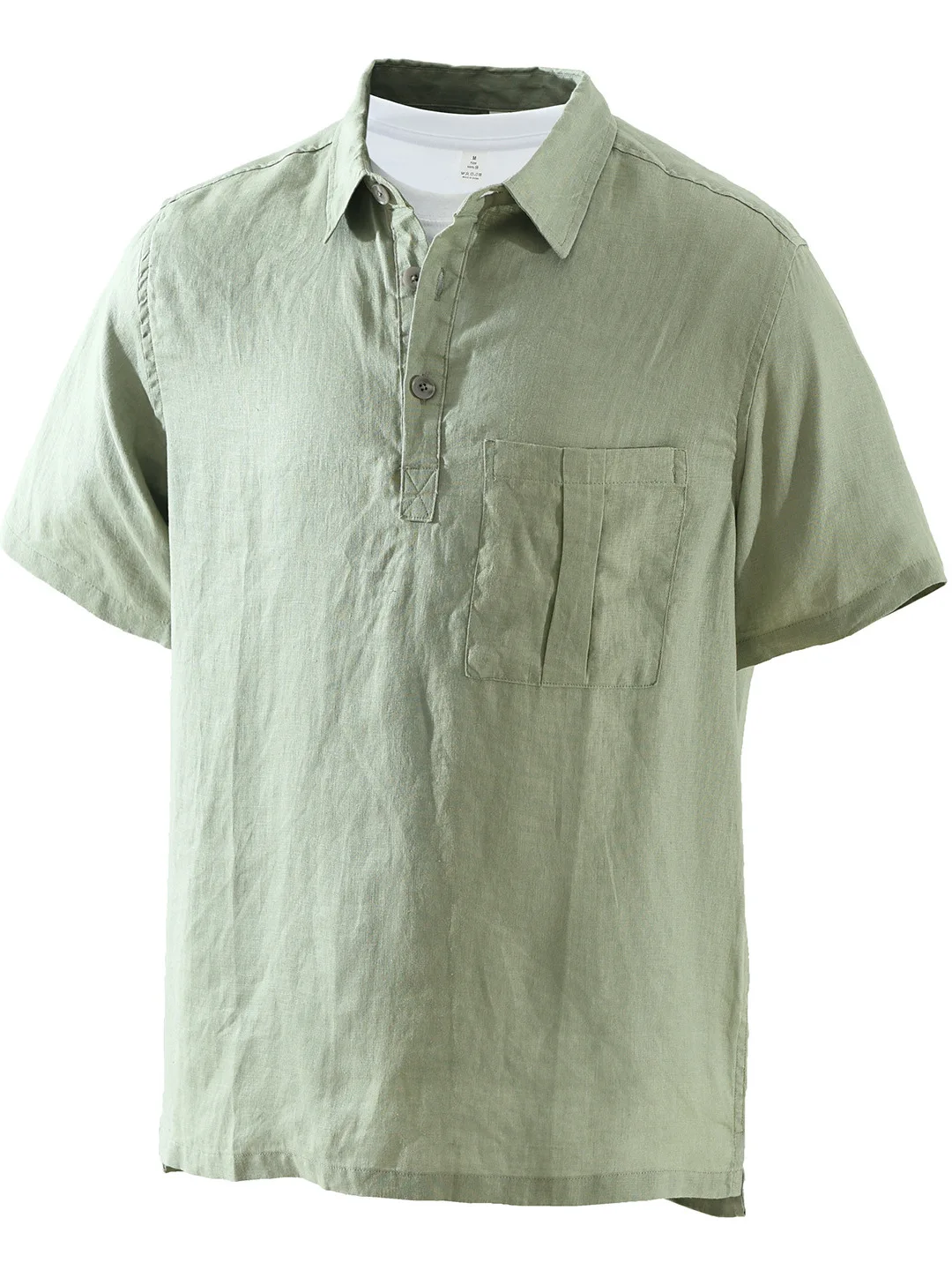 Men's Pure Linen Short Sleeve  Shirt Casual Lightweight Breathable Summer Fashion T-Shirt Comfortable Loose Fit Classic S...
