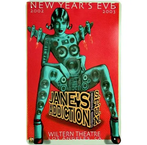 1pcs Janes Addiction Vintage Metal Sign Rock & Roll Poster Retro Tin Sign 12x8