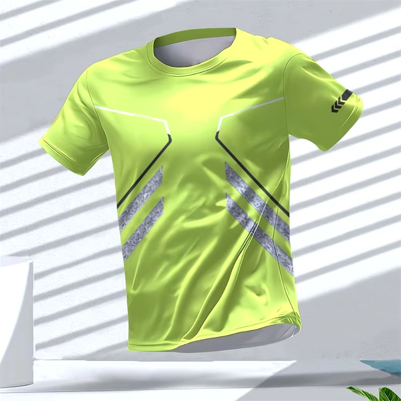 Summer Quick Dry Breathable Fashion Mens T-Shirt Outdoor Run Fitness Sports Short Sleeve Tee Casual O-Neck Oversized T-Shirt Men