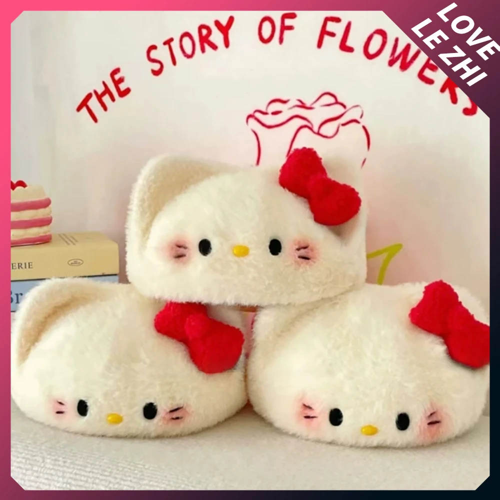 

Милый персонаж мультфильма Kt Cat, осень-зима, белый пушистый берет, модные кошачьи уши, бант, сохраняющий тепло, креативная шапка художника, берет