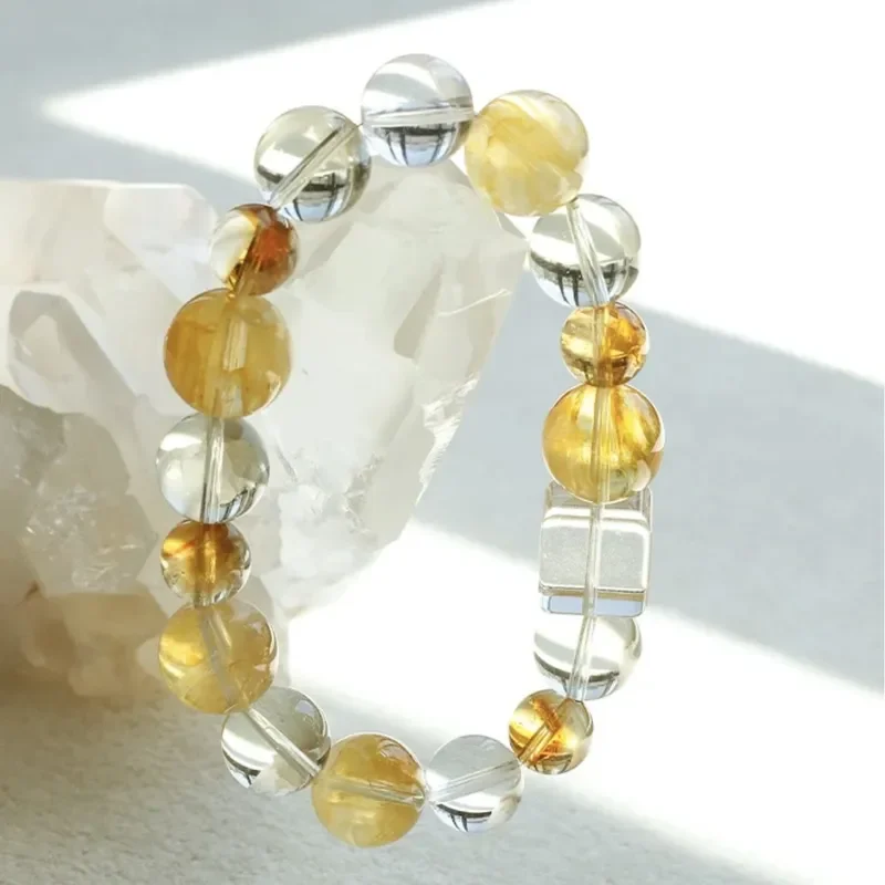 Live stream popular natural citrine yellow tower crystal white crystal bracelet high-end sense lucky transfer bracelet design