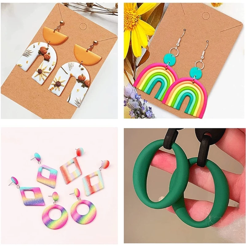 Set Pemotong Tanah Liat Plastik 142 Buah dengan Anting Aksesori Pembuatan Perhiasan DIY