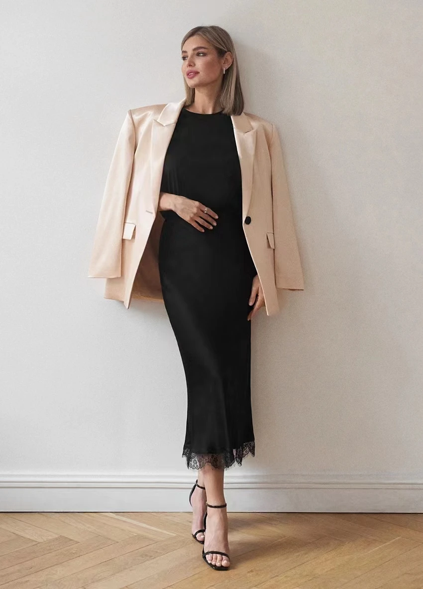 

Модная кружевная юбка с высокой талией и хвостом, юбка-миди, одноцветная юбка с одним подолом, юбка из других материалов