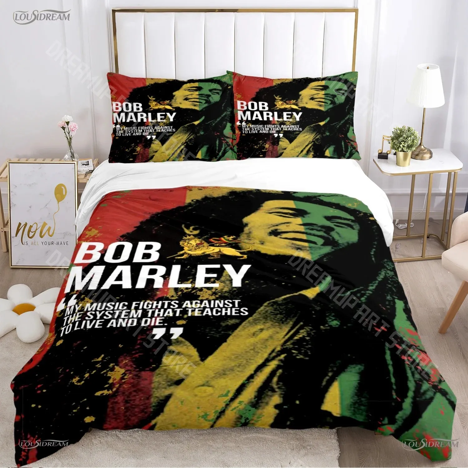 3D Printed BoB Marley Bedding Set for Boys Girls Duvet Cover And Pillowcase Included Twin Queen King Full Single Double Sizes