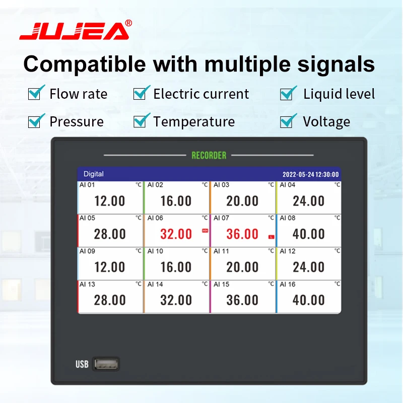 Picture 5: 32 Channel Touch Screen Data Logger Controller RS485 Modbus USB for Voltage Temperature and Flow Data Logging test Instrument