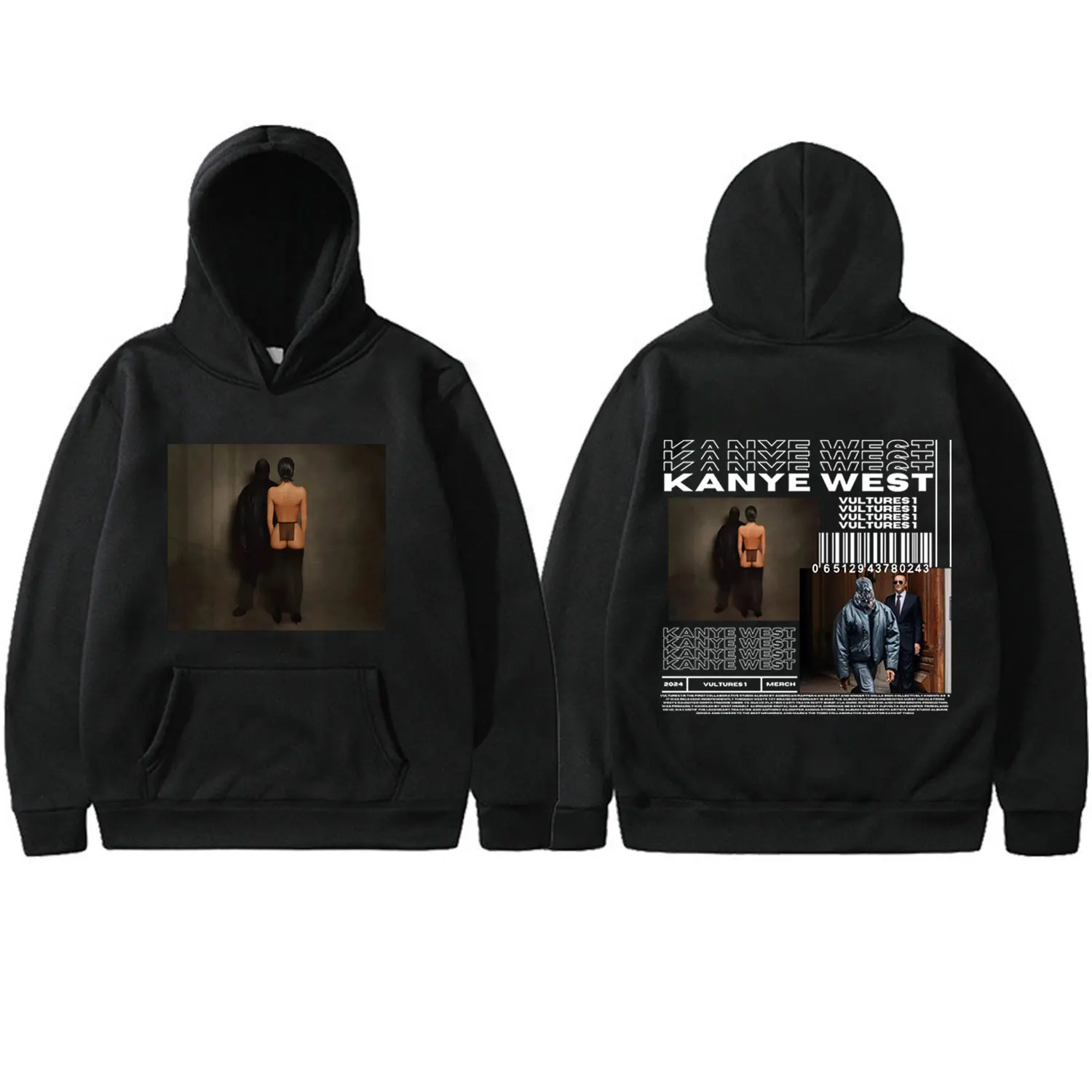 

Rapper Kanye West Vultures 1 Poster Print Hoodie Hip Hop Trend Vintage Hooded Sweatshirts Fashion Casual Fleece Pullovers Unisex