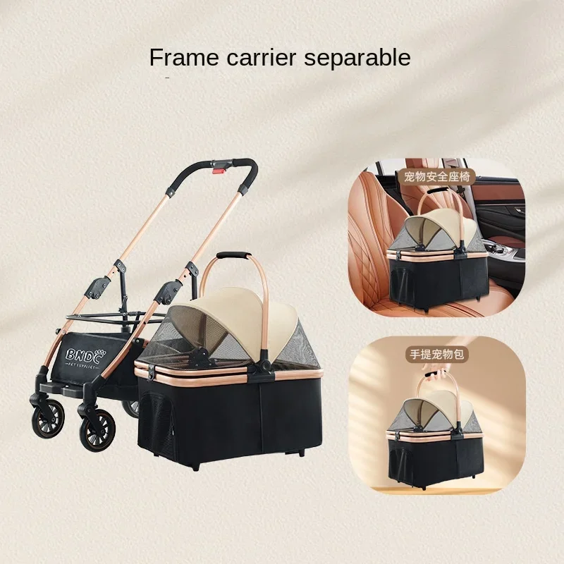 Outdoor Detachable Basket-type One-click Storage Pet Car Universal Cat and Dog Large Space Comfortable Pet Car Foldable Pet Car