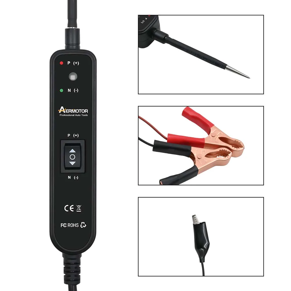 Aermotor Power Circuit Probe Tester 6-24V DC Automotive Origineel Kortsluiting Testlicht, Professionele Auto Power Circuit Tester