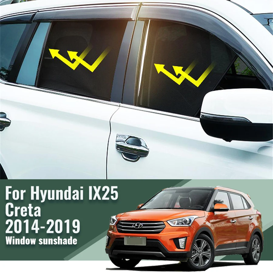 For Hyundai IX25 Creta 2014-2019 Front Windshield Frame Curtain Magnetic Car Sunshade Shield Rear Side Window Sun Shade Visor