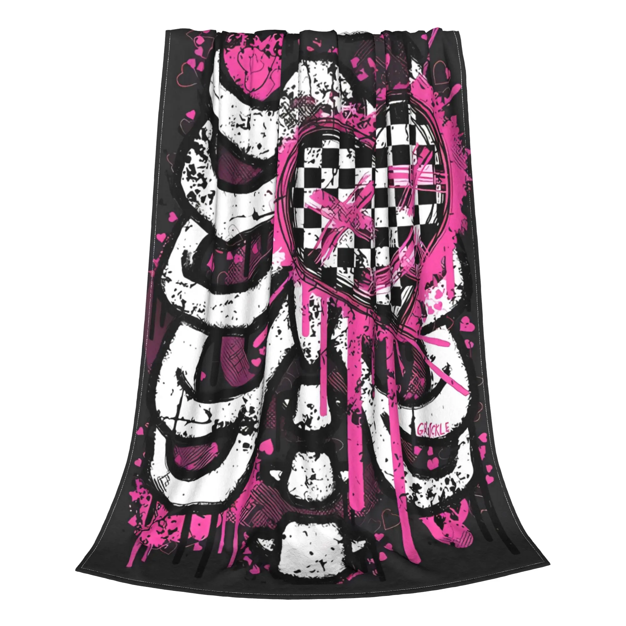1PC Home Cutecore Edgy At Heart Pink Version Graffiti Blanket Super Cosy Plush Home Living Room Sofa Halloween