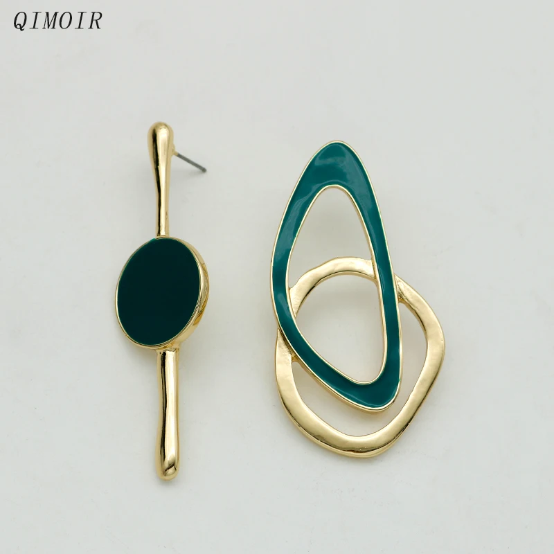 Asymmetric Metal Post Earrings For Women Enamel Fashion Jewelry Trendy Design New Styles Wholesale Accessories Fancy Gifts C1613