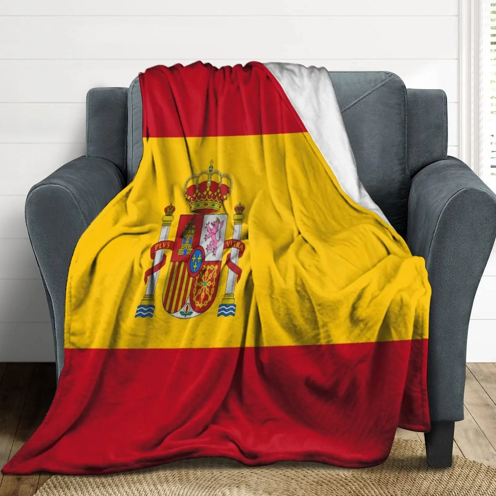 Spain Flag Blanket,Country  Throw  Plush Soft Warm Flannel  for Couch Bed Sofa,Great Gift  Friend Men Women